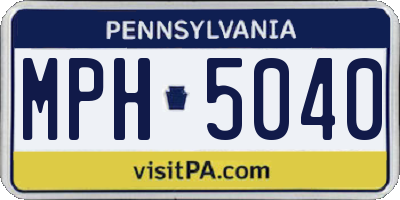 PA license plate MPH5040