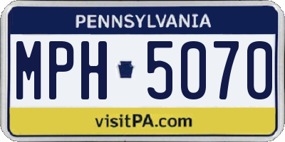PA license plate MPH5070