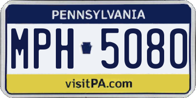 PA license plate MPH5080