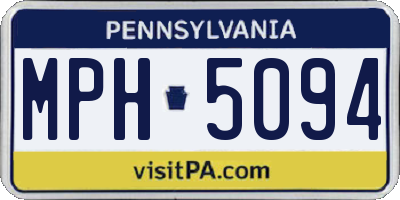 PA license plate MPH5094