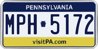 PA license plate MPH5172