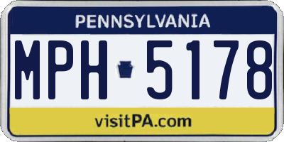 PA license plate MPH5178