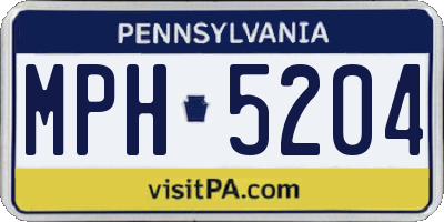 PA license plate MPH5204