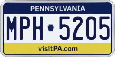 PA license plate MPH5205