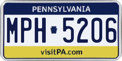 PA license plate MPH5206