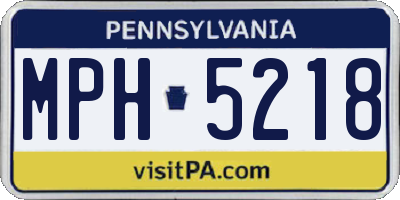 PA license plate MPH5218