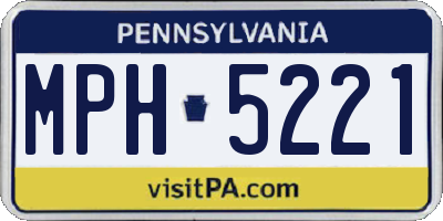 PA license plate MPH5221