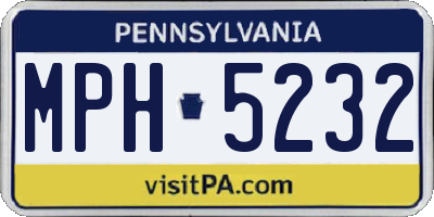 PA license plate MPH5232