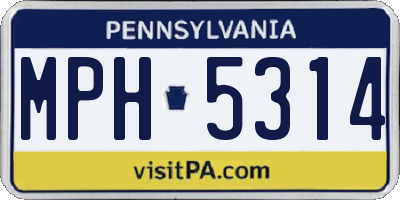 PA license plate MPH5314