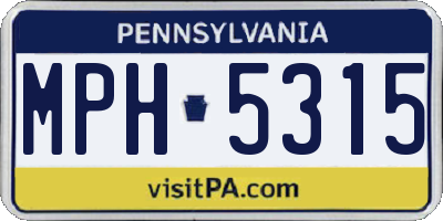 PA license plate MPH5315