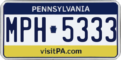 PA license plate MPH5333