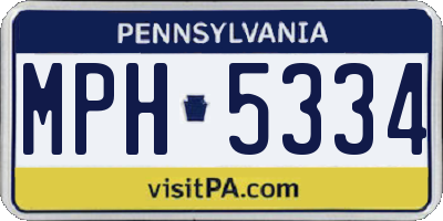 PA license plate MPH5334