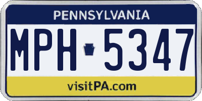 PA license plate MPH5347
