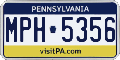 PA license plate MPH5356