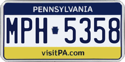 PA license plate MPH5358