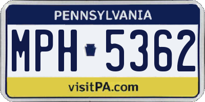 PA license plate MPH5362