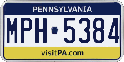 PA license plate MPH5384