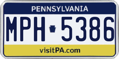 PA license plate MPH5386