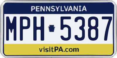 PA license plate MPH5387