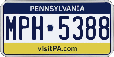 PA license plate MPH5388