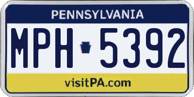 PA license plate MPH5392