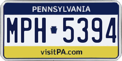 PA license plate MPH5394