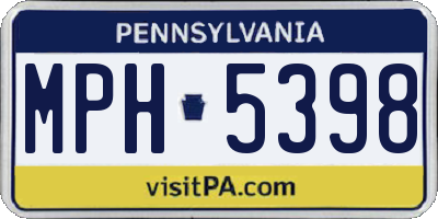 PA license plate MPH5398