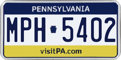 PA license plate MPH5402