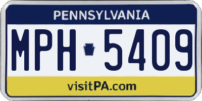PA license plate MPH5409