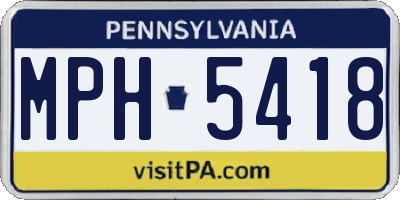 PA license plate MPH5418