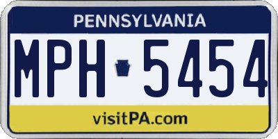 PA license plate MPH5454