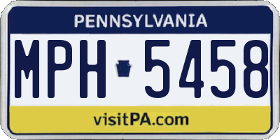 PA license plate MPH5458