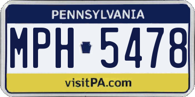 PA license plate MPH5478