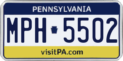 PA license plate MPH5502