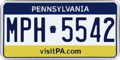 PA license plate MPH5542