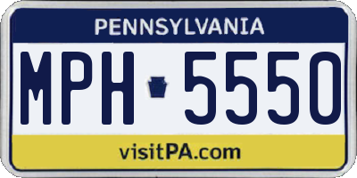 PA license plate MPH5550