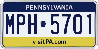 PA license plate MPH5701