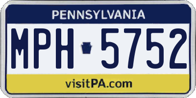 PA license plate MPH5752