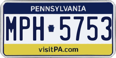 PA license plate MPH5753