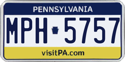 PA license plate MPH5757