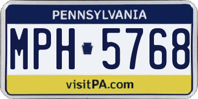 PA license plate MPH5768