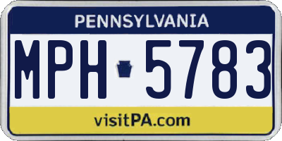 PA license plate MPH5783