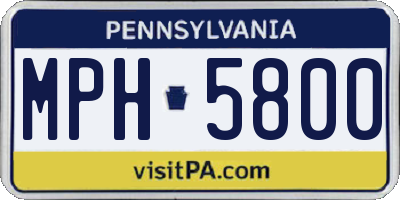 PA license plate MPH5800