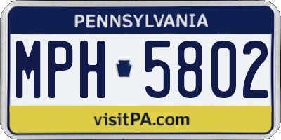PA license plate MPH5802