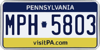 PA license plate MPH5803