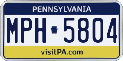PA license plate MPH5804