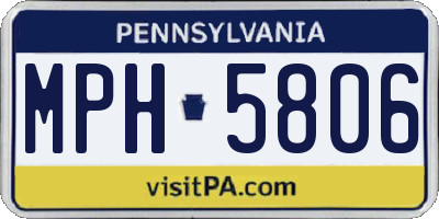 PA license plate MPH5806