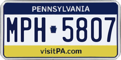 PA license plate MPH5807