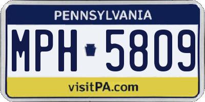 PA license plate MPH5809