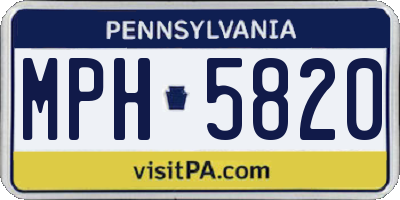 PA license plate MPH5820
